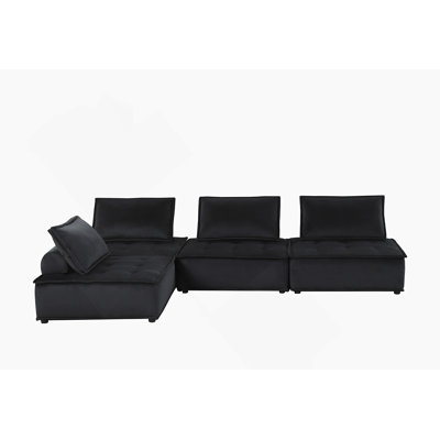 120-Inch Wide Velvet 4-Piece Sectional Sofa With Plush Seating And Modular Design For Spacious Comfort.