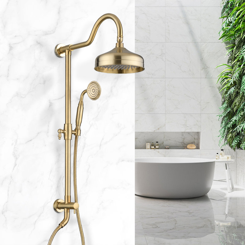 Hand Rain Dual Shower Head, Brushed Gold