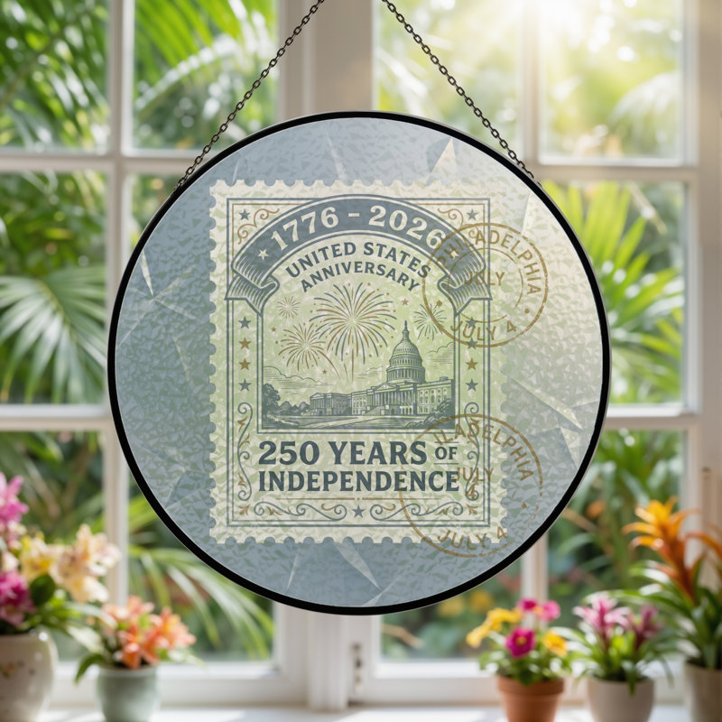 Panneau de fenêtre en verre pour décoration intérieure États-Unis 250th Anniversary, H 7,8 po