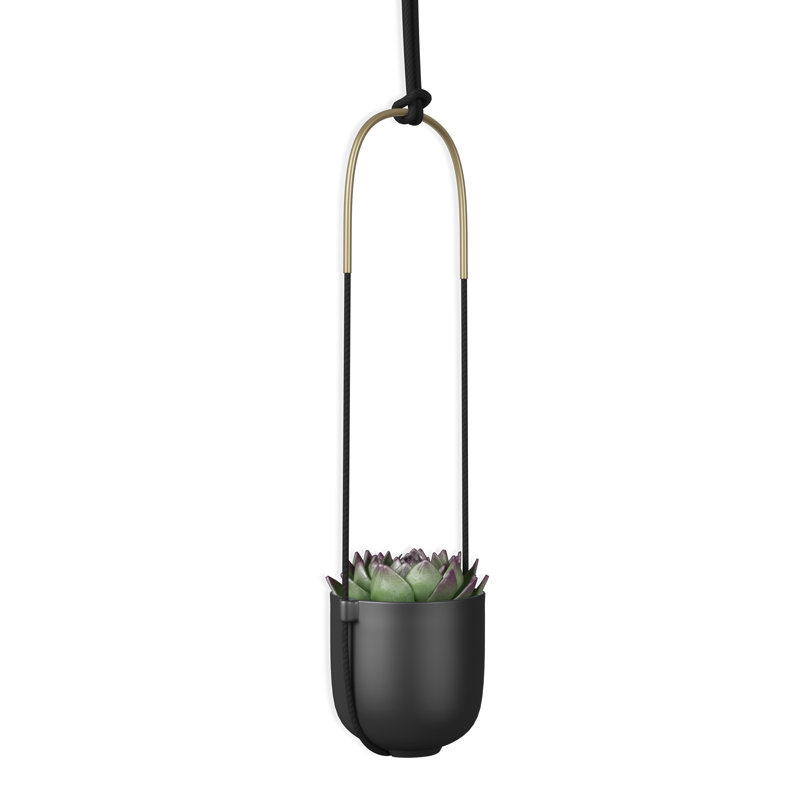 White Ceramic Bowl-Shaped Hanging Planter