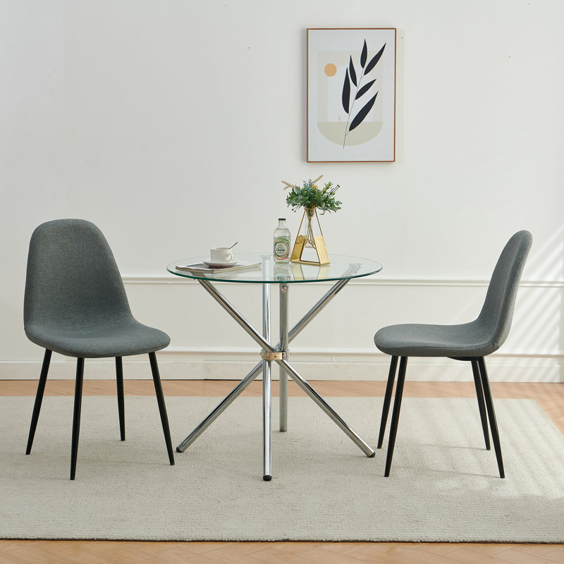 Table de salle à manger Dominek, H 29,5 po x L 31,5 po x l 31,5 po, Argent argent