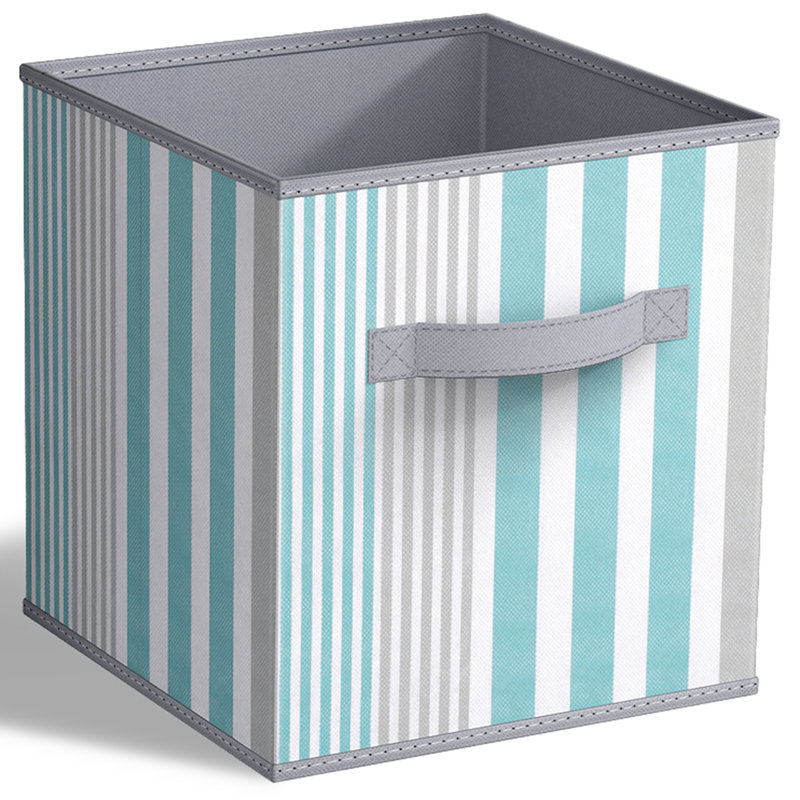 Bac de rangement pliable en tissu 11 po avec poignée Sorbus, Ligne turquoise