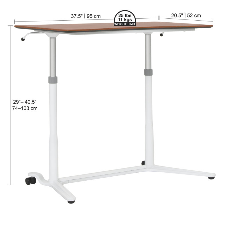 Crandell Adjustable Height Steel Standing Desk, Cherry/White