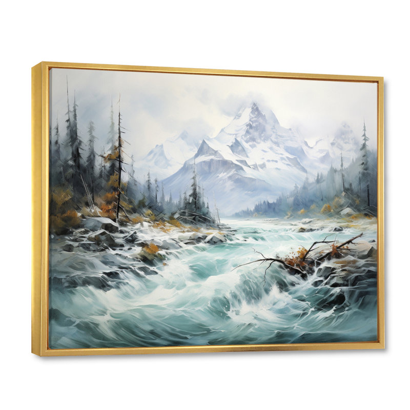 Canada Misty Mountain Majesty III, reproduction sur toile, Cadre flottant doré, H 34 po x l 44 po x P 1,5 po