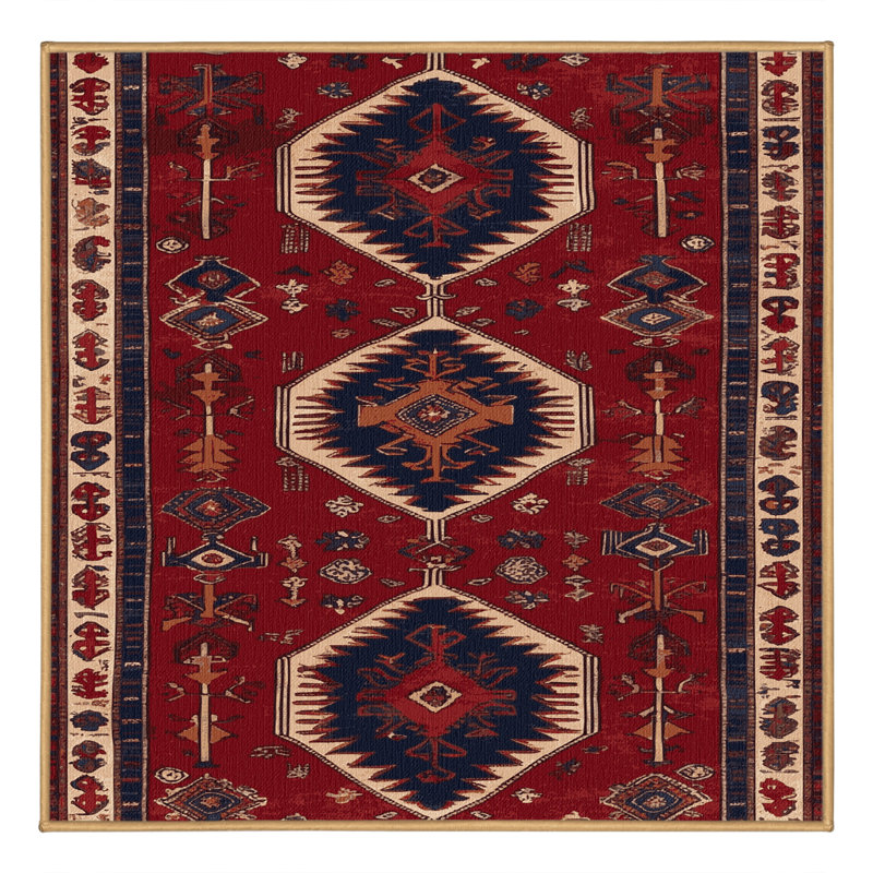 Tapis brun turc lavable à la machine, Carré 7 pi