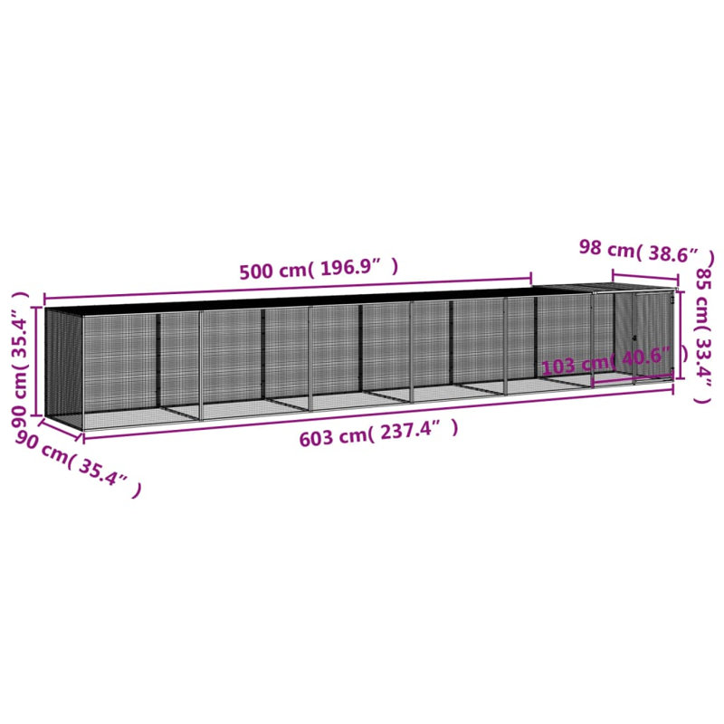 Jeffersonville Chicken Coop, 90cm H x 603cm W x 98cm D, Light Grey