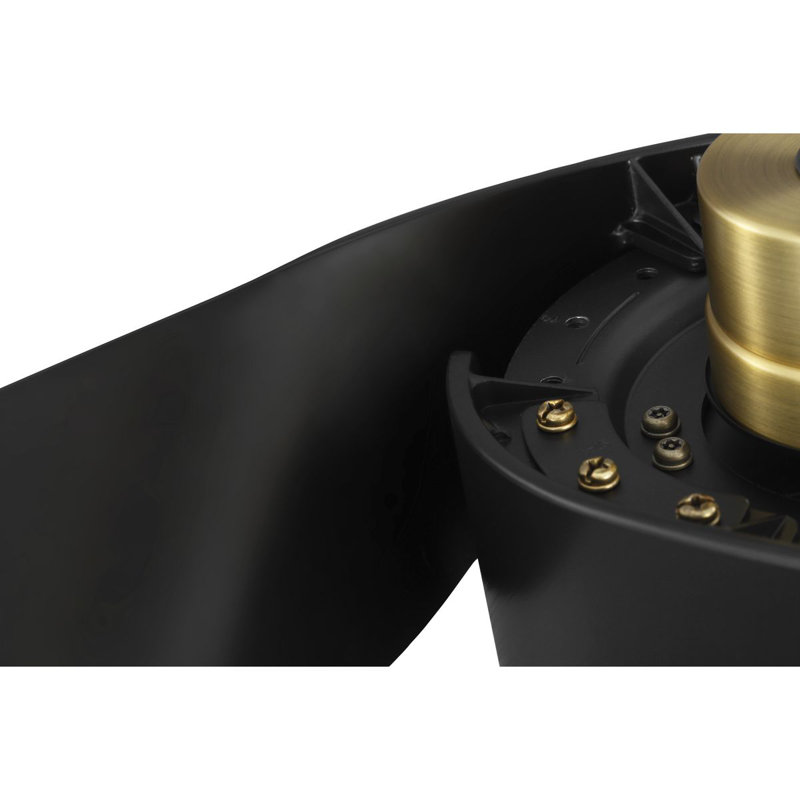 Insigna 3 - Blade LED Propeller Ceiling Fan with Remote Control and Light Kit Included, Matte Black, Vintage Brass