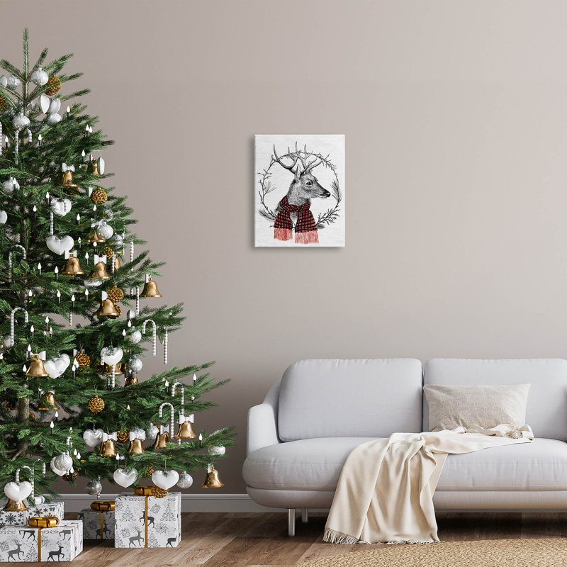 Art mural sur toile couronne de cerf, H 20 po x l 16 po x P 1,5 po