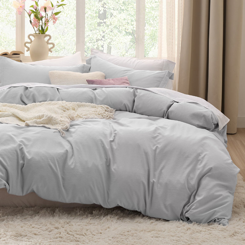 Bedsure Microfiber Duvet Cover King Size - Prewashed Cotton-Like Extra Soft Bedding Set (Set of 3), Red