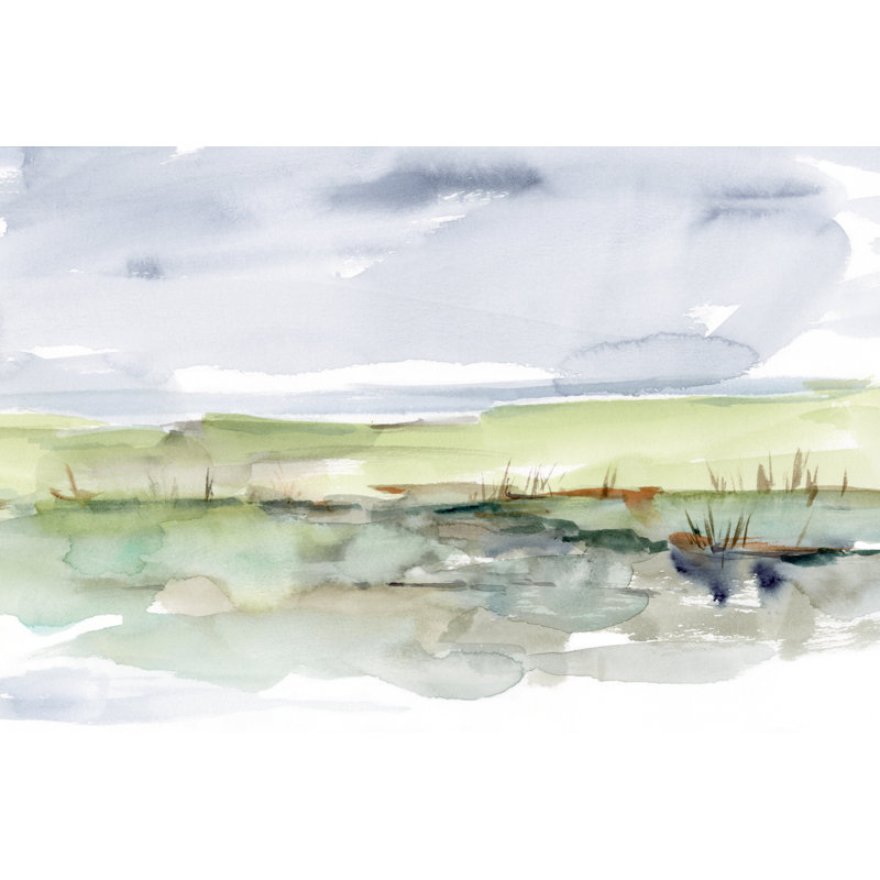 Pastel Inlet II by Ethan Harper - Painting, Black Floater Framed, 20cm H x 30cm W