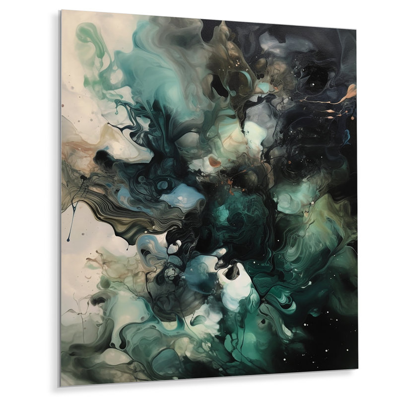 Art mural vert et blanc marbré I - décoration murale géométrique moderne en métal, H 20 po x l 12 po x P 1 po