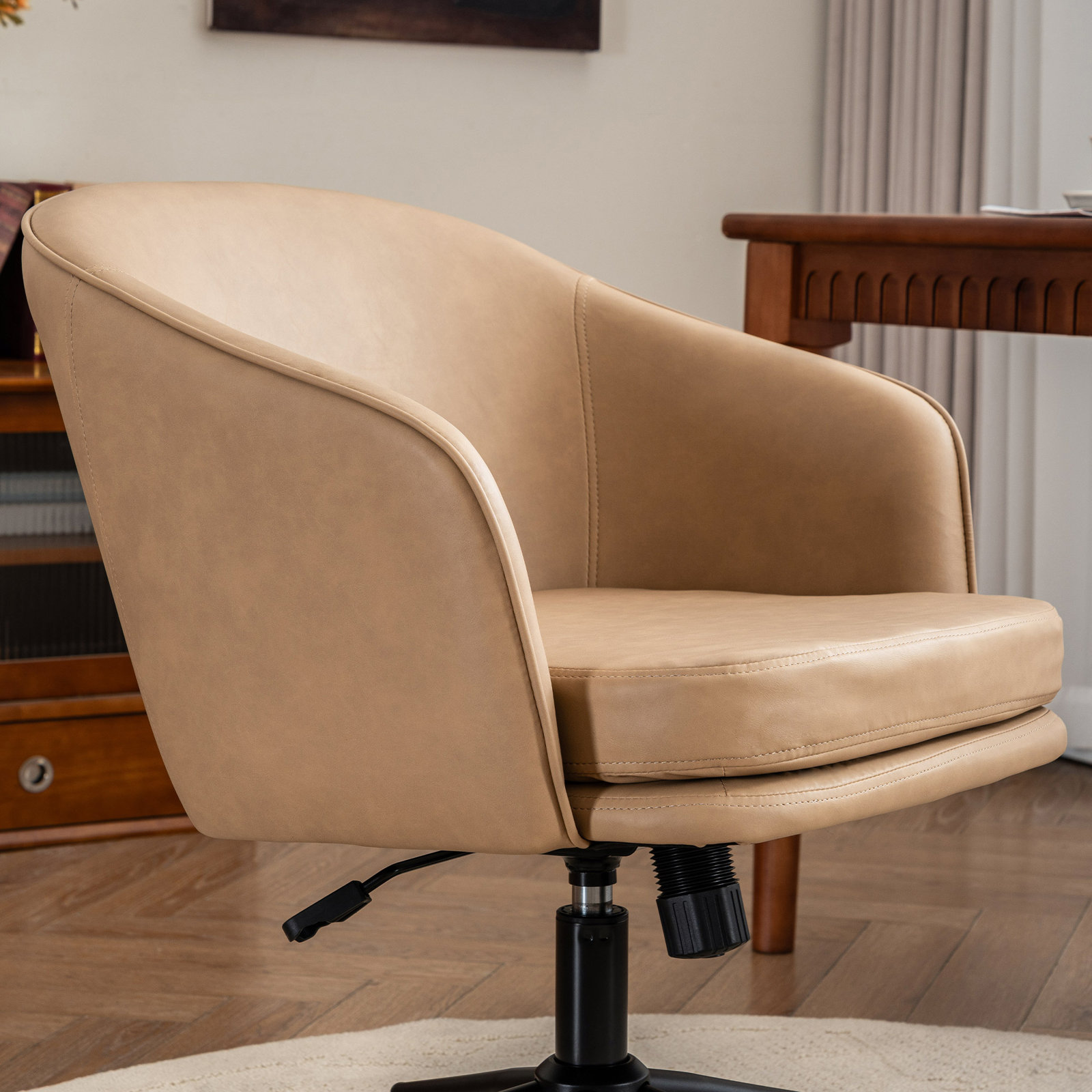 Toscani Office Chair with Lumbar Support, Taupe Faux Leather