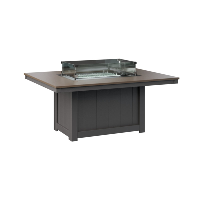 Berlin Gardens Donoma Rectangular Fire Pit Table, Hammered Top Bronze with Smoke Grey Base