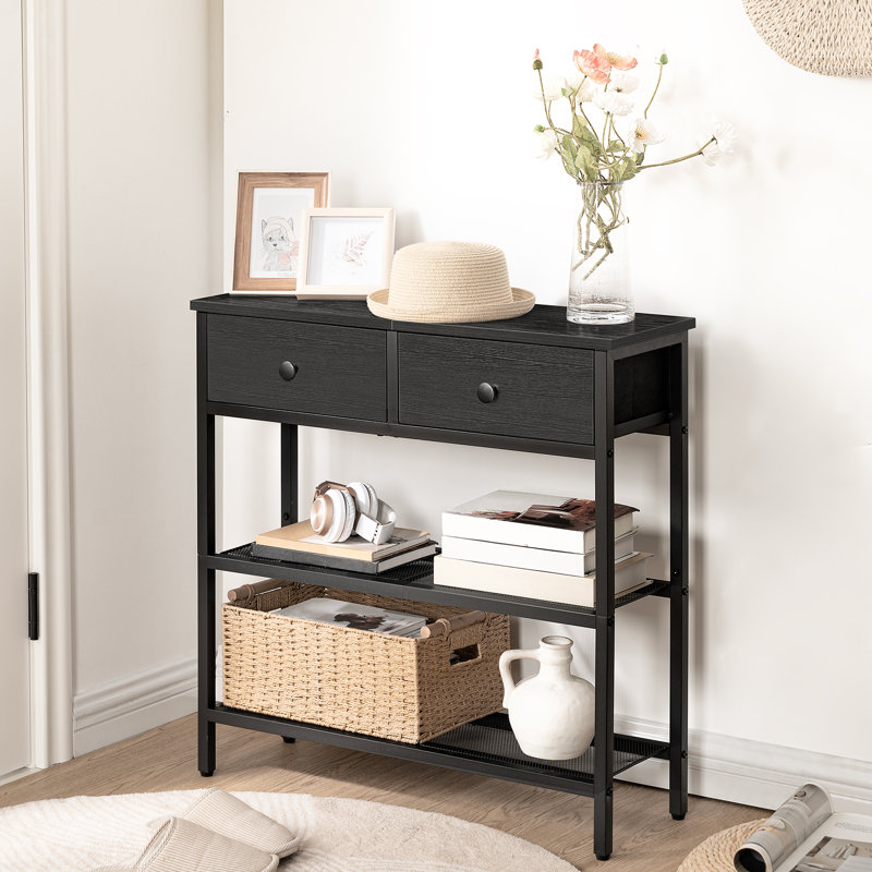 Petite console 29,5 "avec tiroirs et tablettes, Noir