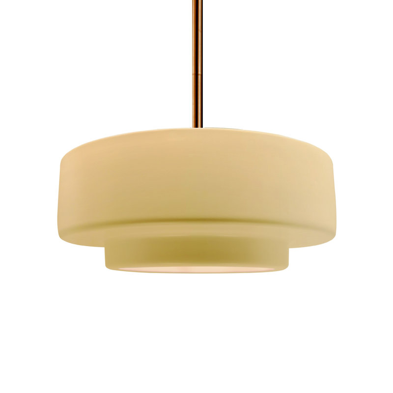 Luminaire suspendu à 1 lumière Meydan, Jaune atténué, H 5,25 po x l 14,5 po x P 14,5 po, Laiton brossé