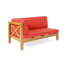 Table basse en bois rouge et bois, coussins d'extérieur à eau, structure, 56,84 po de largeur, 29,50 po