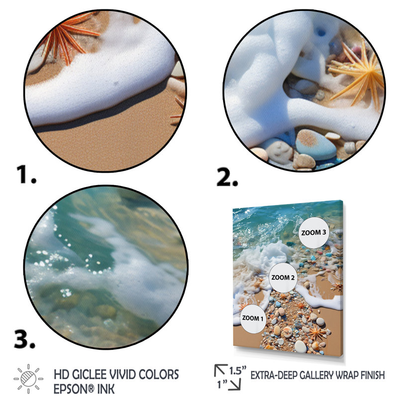 Xhuliana Turquoise Beach Seashell II, H 32 po x l 24 po x P 1 po, Cadre naturel flottant