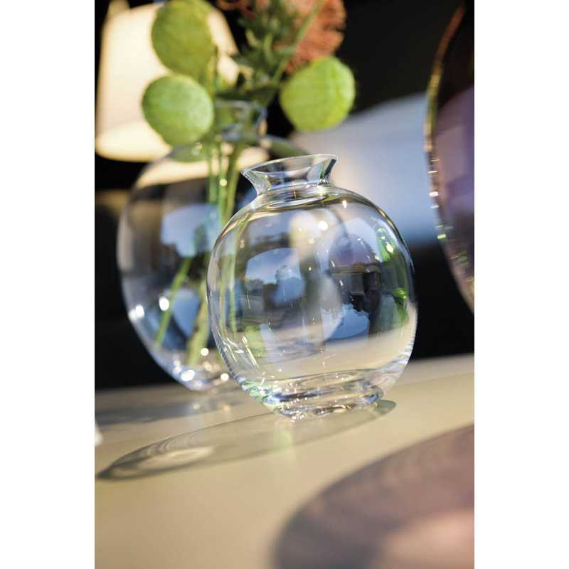 Vase de table en forme de ballon de verre Barthelemy, Transparent, H 7,5 po x l 6,5 po x P 6,5 po