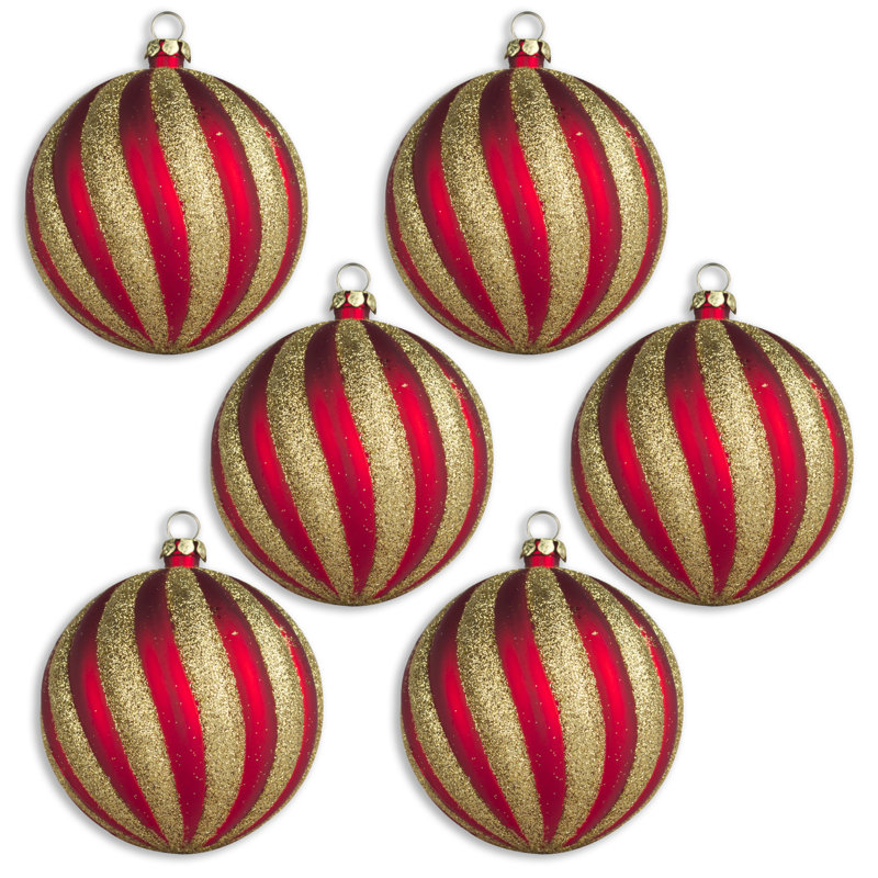 Ensemble d'ornement boule 6 pièces, Rouge / doré