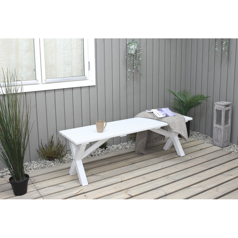 Edgerton Solid Wood Pine Outdoor Bench, 44cm H x 140cm W x 39cm D, White