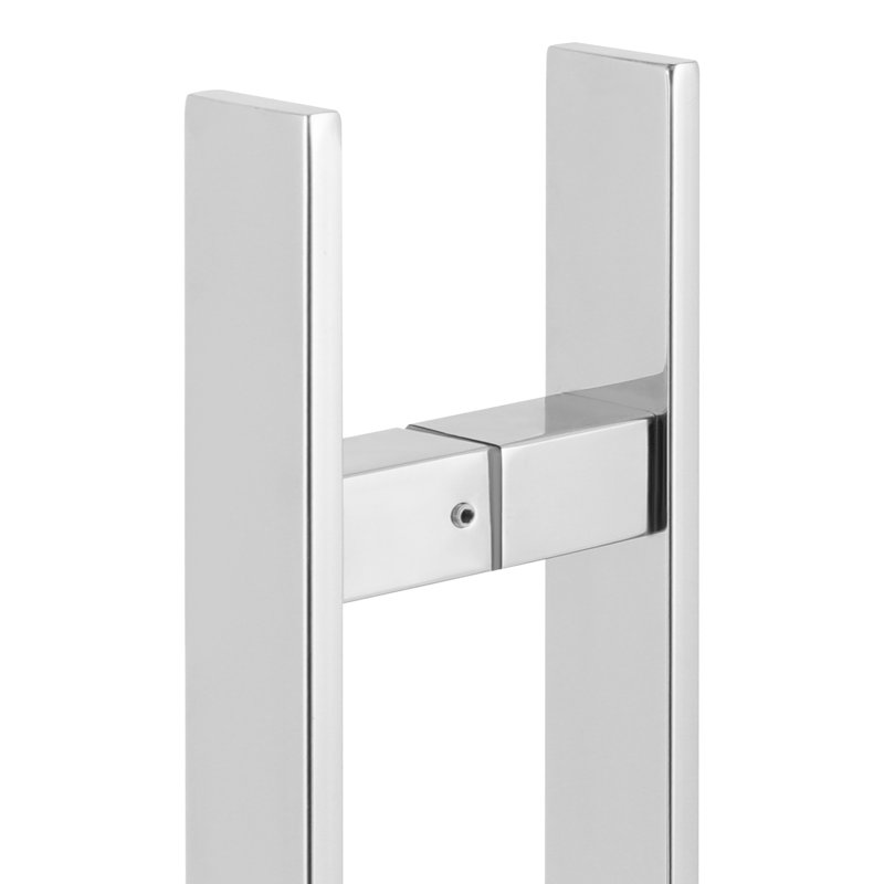 Poignée de porte à double face à tirer, poignée de porte en forme de H (1,57 (l)), Chrome poli, 17.72"