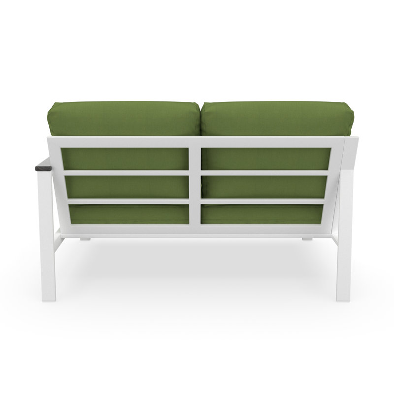 Outdoor Patio Sectional Right Loveseat With Sunbrella Cushions, Right Hand Facing, Spectrum Cilantro