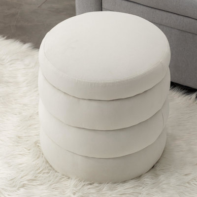 Hasset Round Footstool Ottoman, Soft  Round Ottoman, Footrest Stool