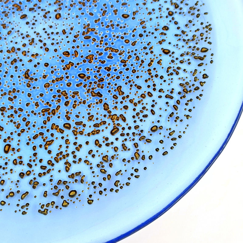 Handcrafted Indigo and Bronze Glass Salad Plates, 8.5 inches