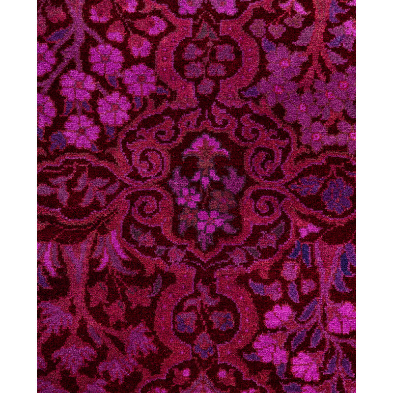 Overdyed Hand-Knotted Wool Modern-Contemporary Purple Runner 3' 2" x 12' 3"