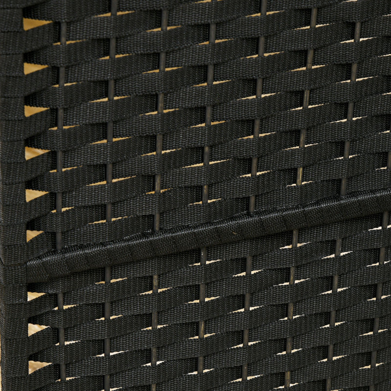 Cloison pliante 6 panneaux, cloison de 5,6 pi de hauteur. Noir pour la chambre à coucher et le bureau personnel. Avec écran d'intimité tissé à la main et haut arqué. Bureau, chambre à coucher. Attrait