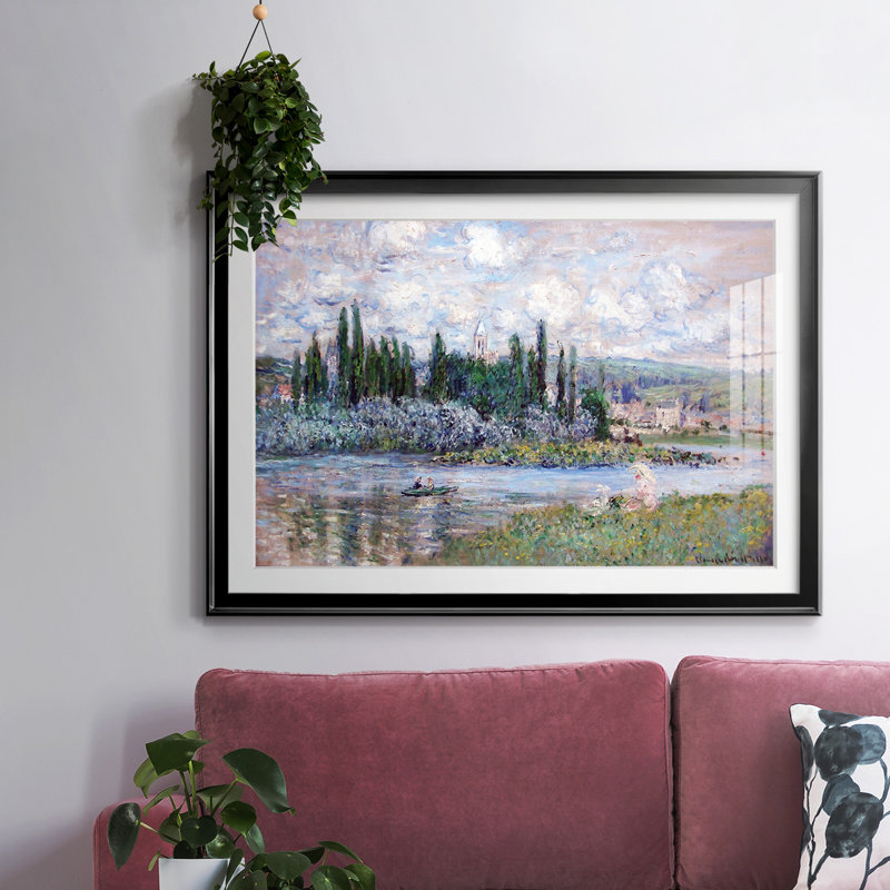 Vue de Vétheuil, 1880 (1), reproduction d'art encadrée, H 19 po x l 27 po x P 1,5 po, Noir
