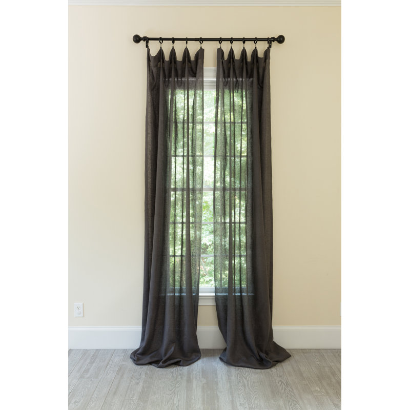 Panneau de rideau simple semi-diaphane avec passe-tringle Kazimieras Classic, l 54 po x L 96 po, Gris foncé