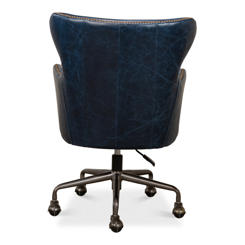 McKellen Leather Swivel Executive Chair, Chateau Blue