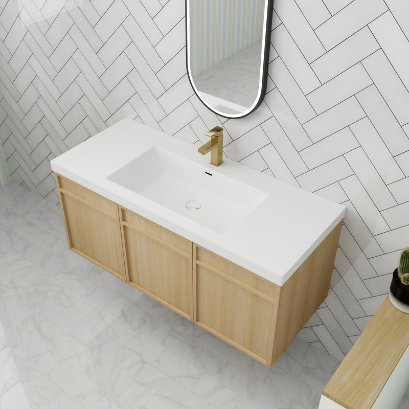 Meuble-lavabo flottant en résine avec porte à fermeture en douceur de 48 po, 47"