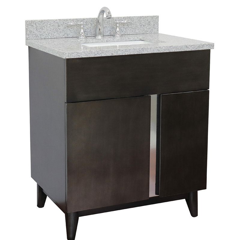 Galvin 31'' Single Bathroom Vanity with Top, Gray Granite