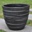Concrete Effect Round Planter, Frostproof Outdoor Plant Pot with Row Pattern, Round Garden Planter with Drainage Holes-39265884-39265881