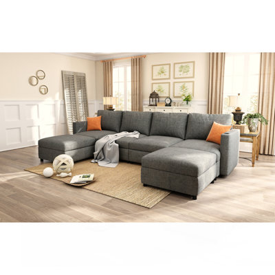 Tafariah 123.6'' U-shaped Sectional Upholstered Sofa