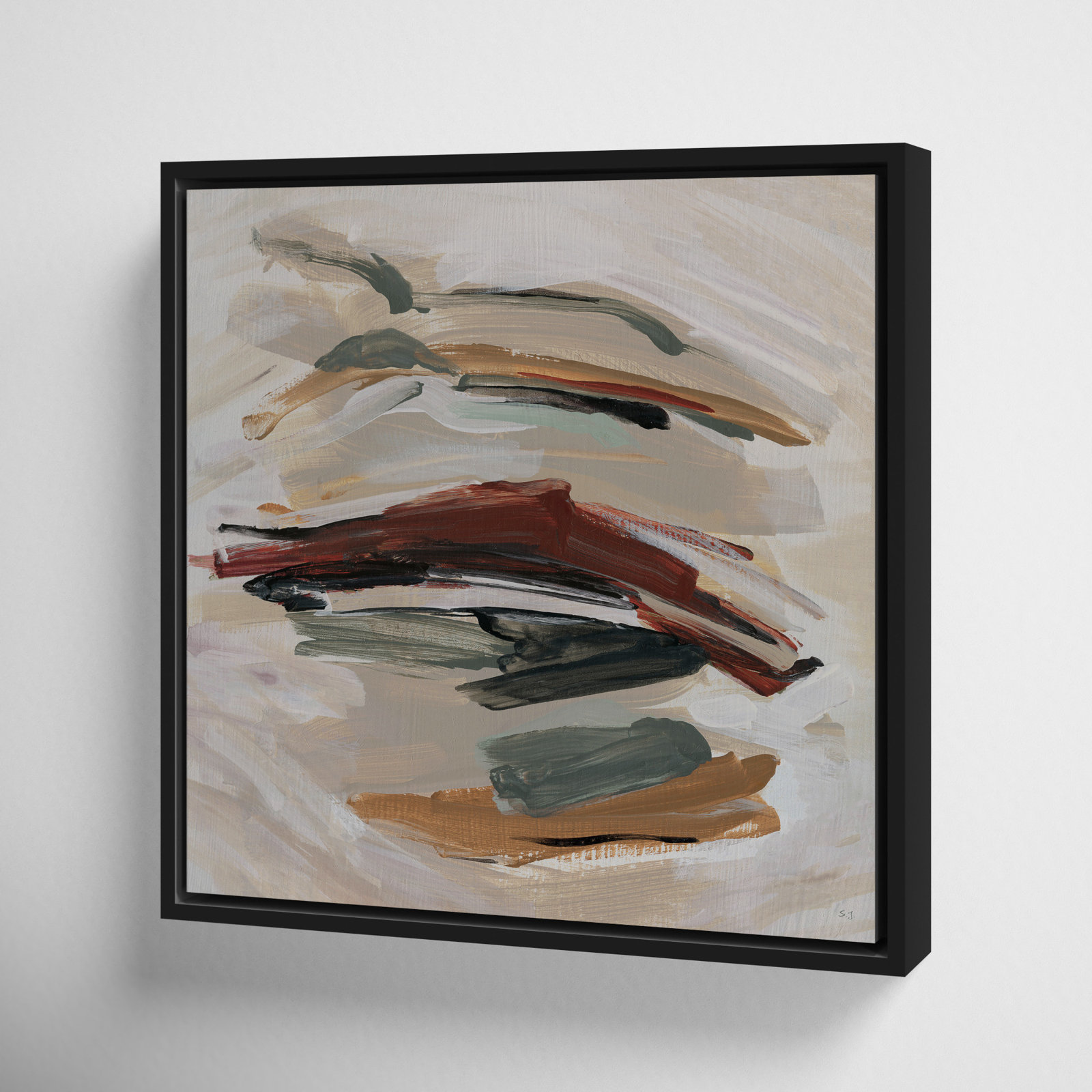 Carmina "Spring Shadows" Painting by Susan Jill, 13.5" H x 13.5" W, Black
