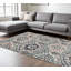 Tapis floral bleu ivoire et gris résistant aux taches 7 pi x 9 pi