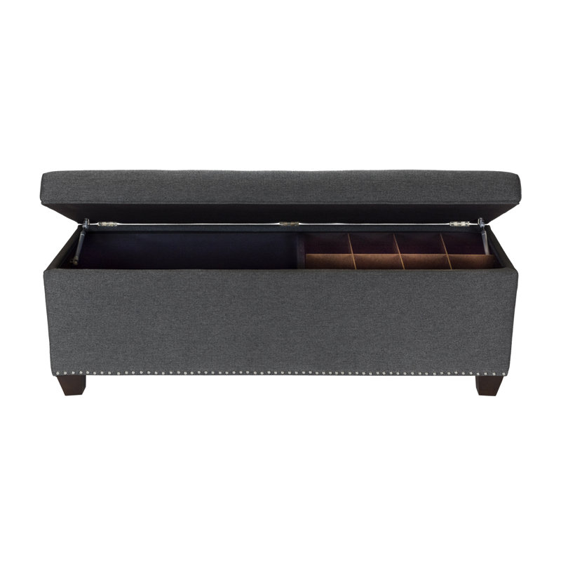 Lalonde Polyester Blend Upholstered Storage Bench, Gray, No