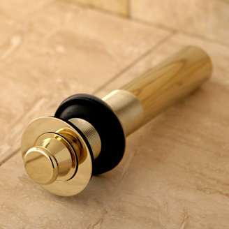 Kingston Brass Trimscape Brass Lift and Turn Bathroom Sink Drain without Overflow, 17 Gauge, Polished Brass
