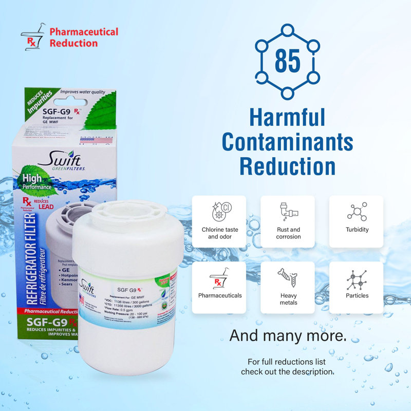 Swift Green Filters SGF-G9 Rx Compatible Refrigerator Water Filter for MWF, MWFA, WF-287,WF287, 469991, Made in USA-3 Pack