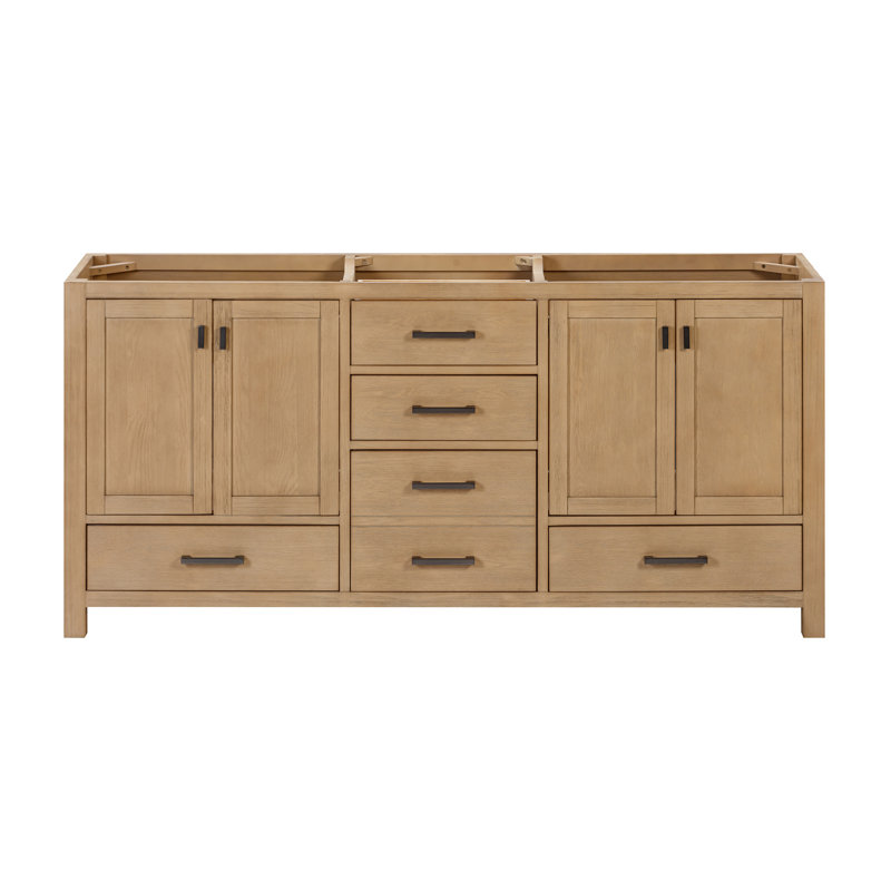 Modero 72'' W Double Bathroom Vanity Base, Brushed Oak