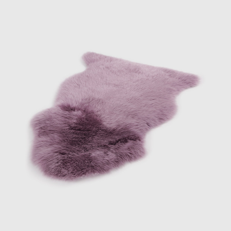 Tapis en peau de mouton couleur caille mauve, fantaisie 2 po x 3 po