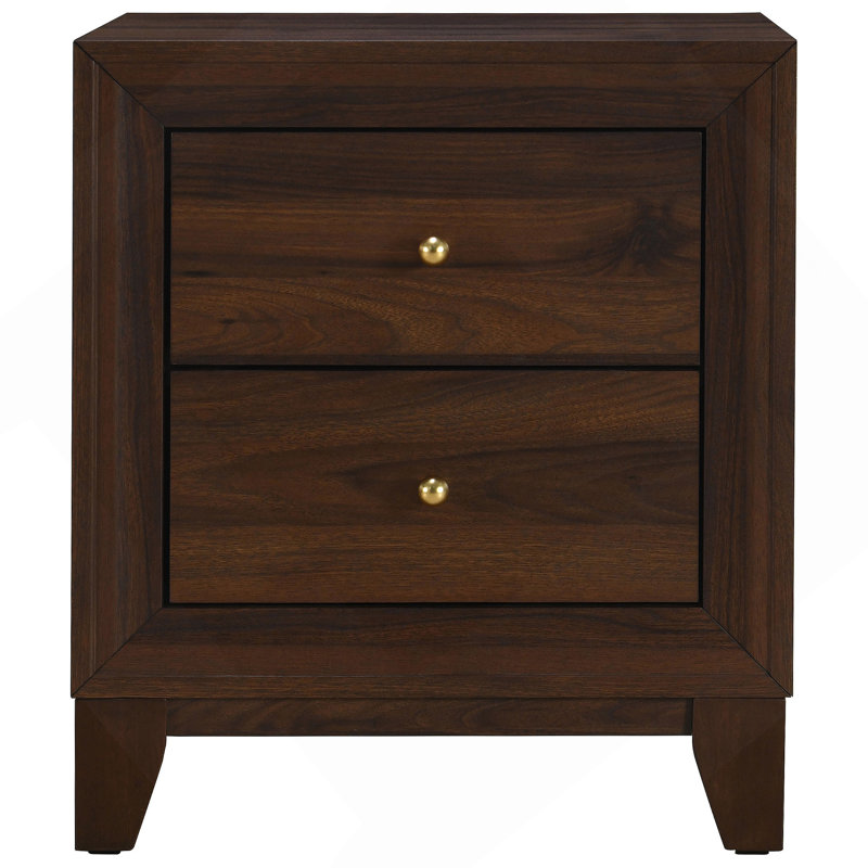Walnut 2-drawer Nightstand Bedside Table
