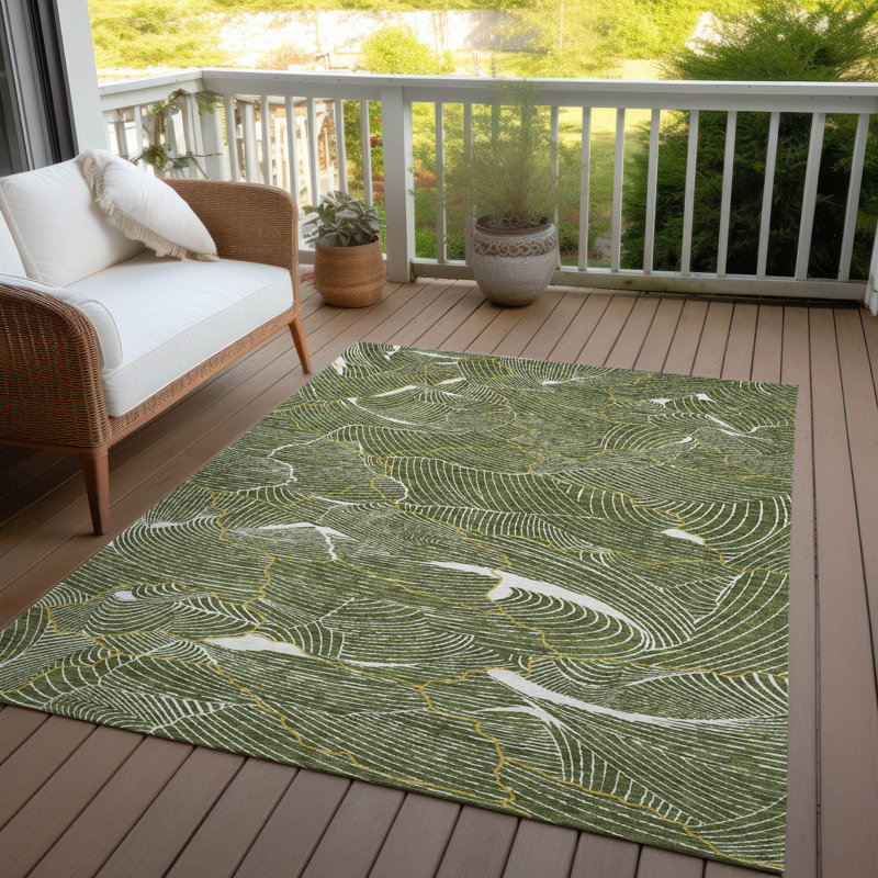 Tapis intérieur / extérieur lavable olive Sahari , 9 pi x 12 pi