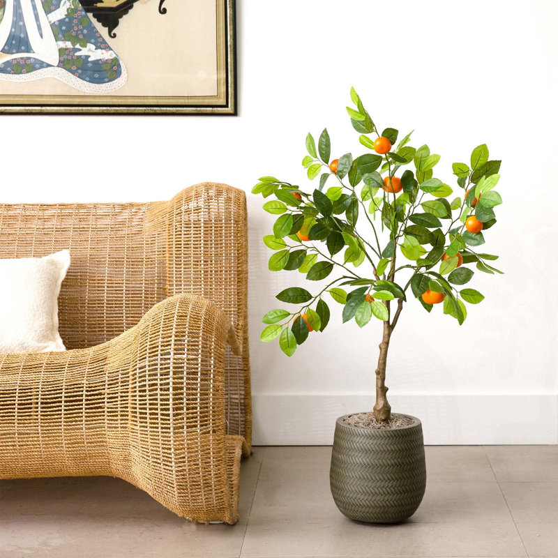 36'' Faux Tangerine Tree in Pot Liner