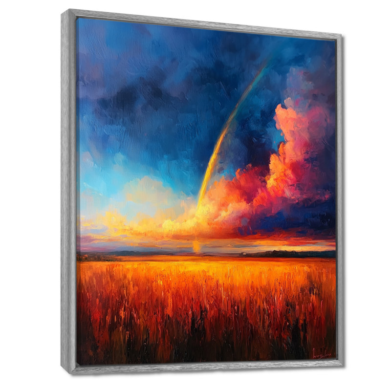 «Rainbow In The Summer Storm I», reproduction sur toile arc-en-ciel, H 44 po x l 34 po, Reproduction avec cadre flottant