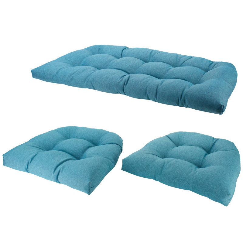 Ensemble de coussins 3 pièces, Polyester bleu / polyester bleu