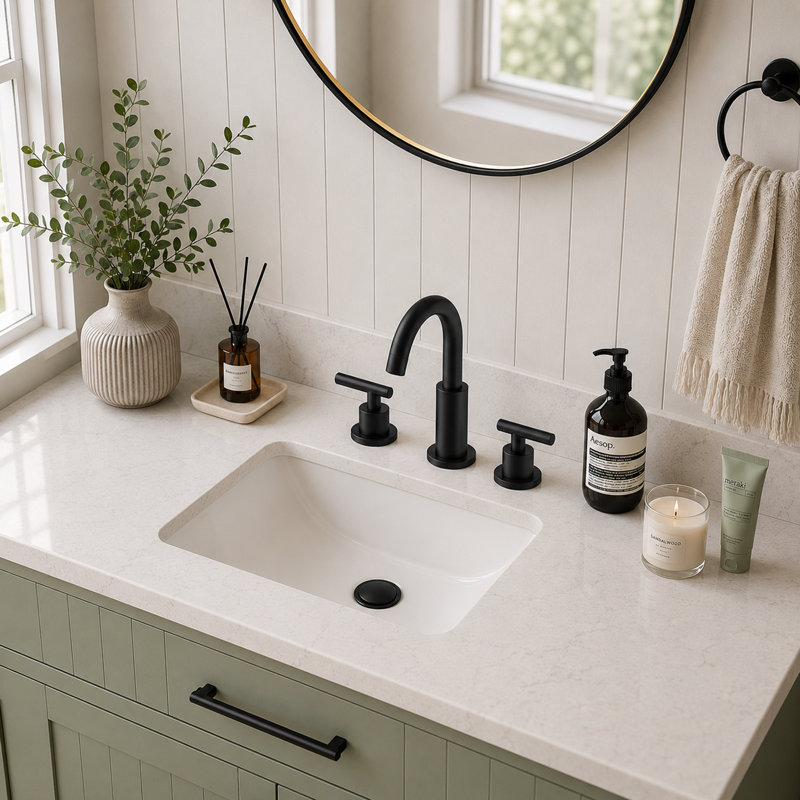 2-Handle Widespread Bathroom Faucet With Drain Assembly in Black, Matte Black
